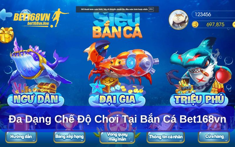 Bắn cá đa dạng chế độ chơi